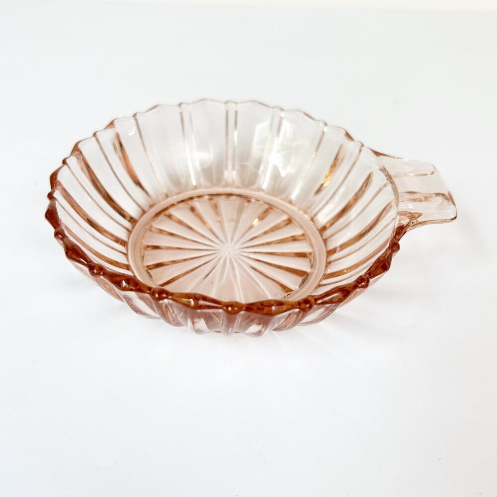 Fortune Pink Depression Glass Anchor Hocking Handled Nappy Bowl 4-7/8" Trinket